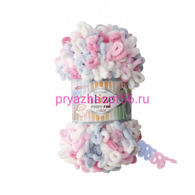Alize PUFFY FINE COLOR 5945 (белый-розовый-серый)