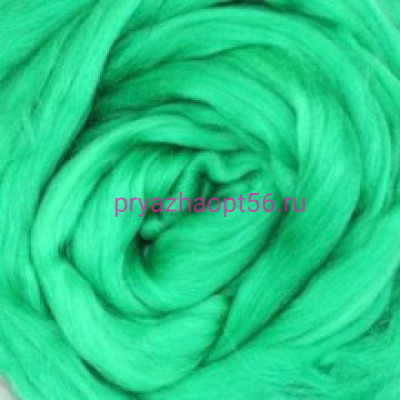 Гребенная лента полутонкая шерсть 0723 - яркая зелень (Троицкая)