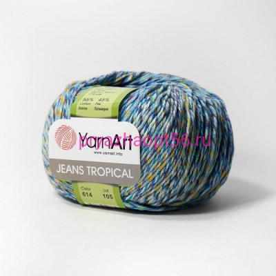 YarnArt JEANS TROPICAL  614 бирюз-фиолет-желт-голуб